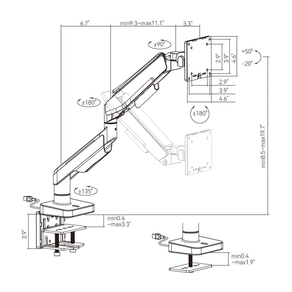 Hinomi CyberFlex Gaming Monitor Arm with RGB Lighting