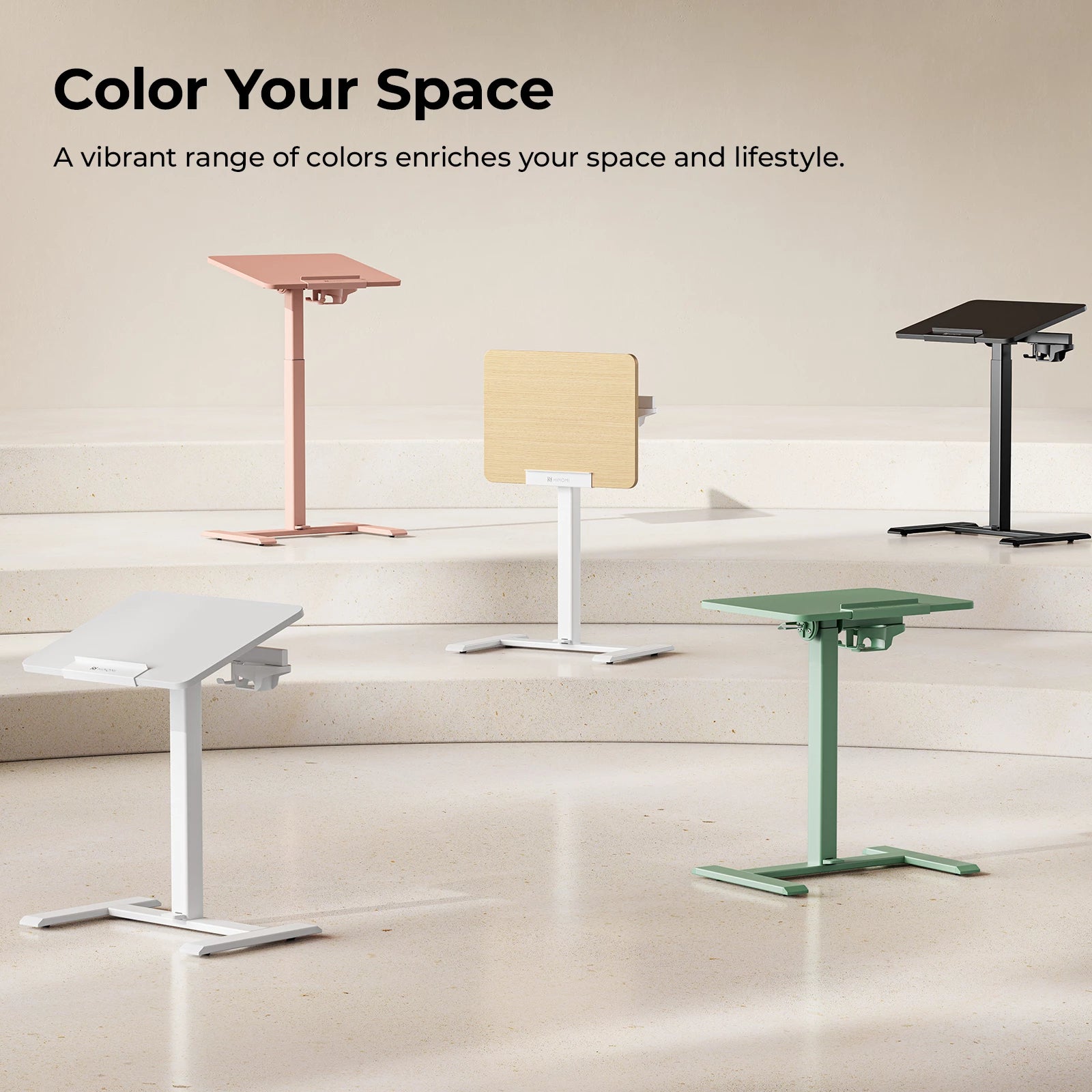 Hinomi Air Desk Height Adjustable, Tiltable, Foldable Desk with Wheels | Laptop Table