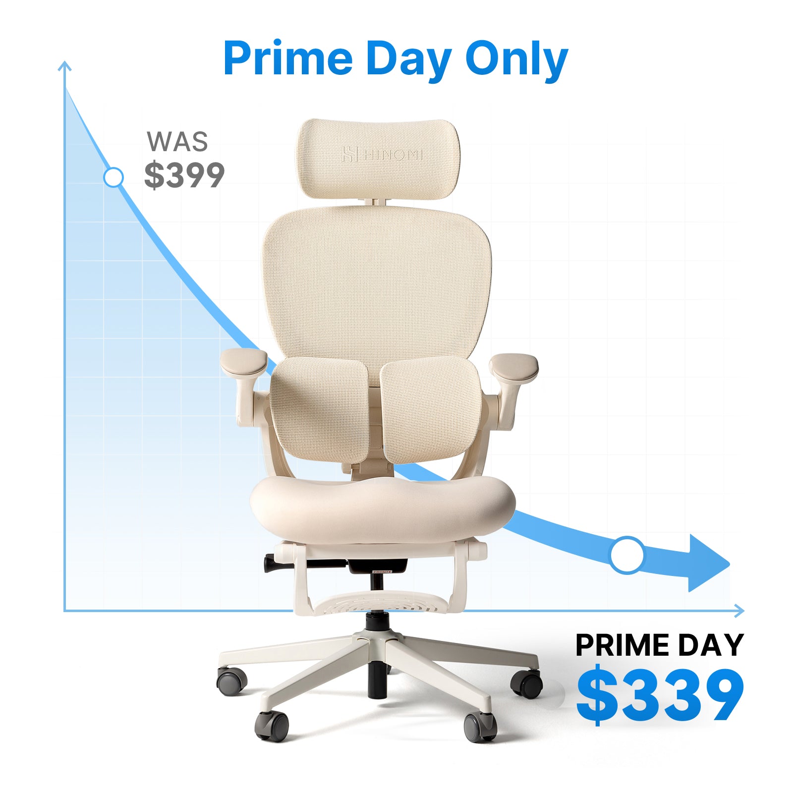Hinomi Q2 Ergonomic Office Chair with Leg Rest & 3D Lumbar Support
