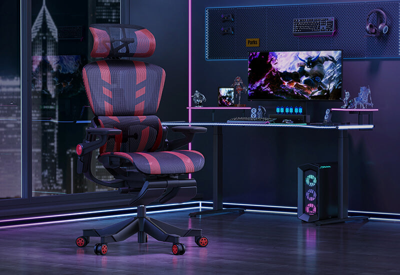 Professional gaming setup with ergonomic chair